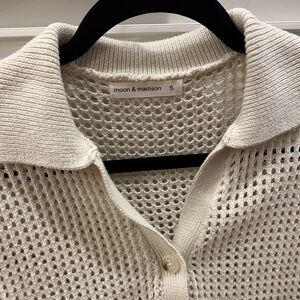 Moon & Madison Cream Open-Knit Cardigan